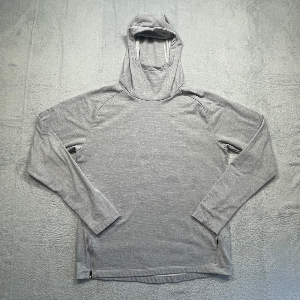 Nike Dri-FIT Running Hoodie Mens Large Grey Pullover Balaclava Hood Thumbholes